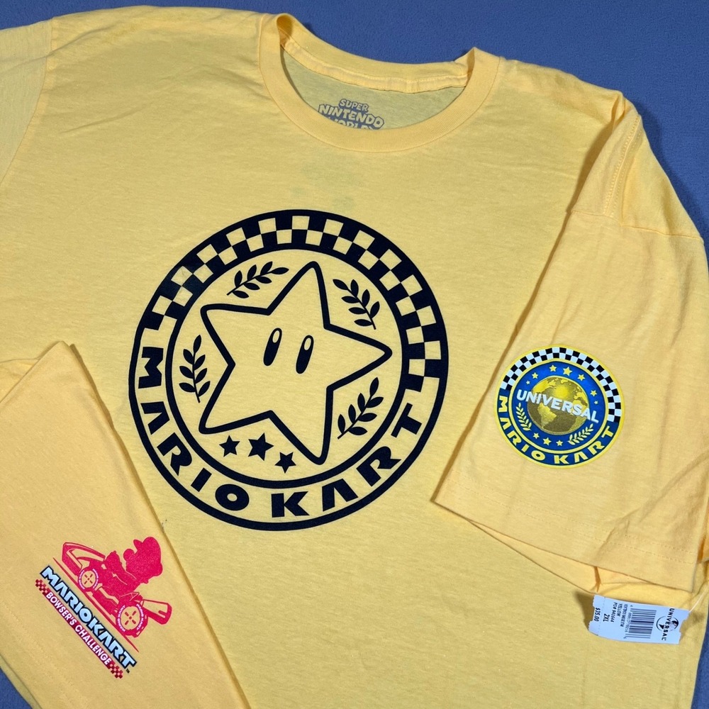 Super Nintendo World Mario Kart Bowsers Challenge Yellow‎ T-Shirt 2XL Universal